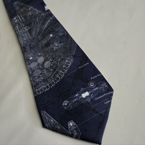 Star Wars Millennium Falcon Blueprint Tie  Blue L58" W3"